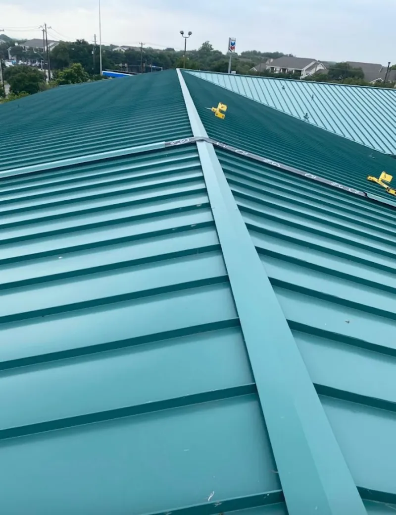 Green commercial metal roof ridge and valley for Metal Roof Repair in Allegheny
